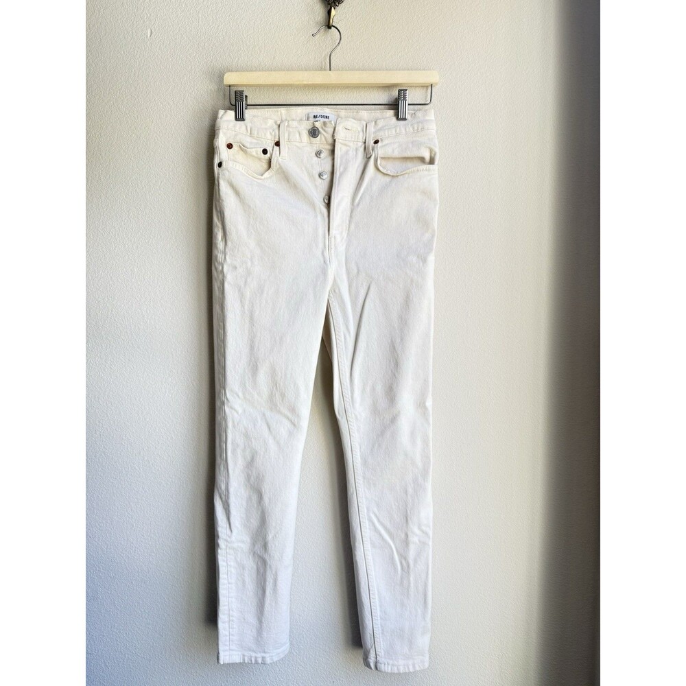 RE/DONE Originals 90s High Rise Ankle Crop Jeans Women Size 28 In Vintage White